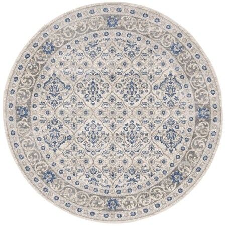 Safavieh 3 x 3 ft. Brentwood Power Loomed Round Area Rug; Light Grey & Blue BNT870G-3R